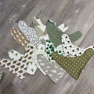 Copper Pearl 11- Assorted Patterned Baby Bandana Bibs + Burp